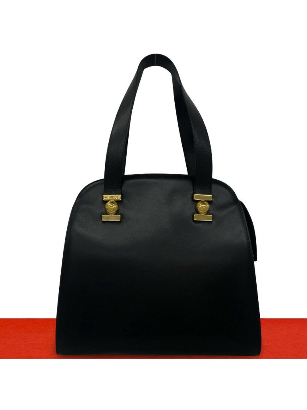 Celine Vintage Star Ball Leather Shoulder Bag Black